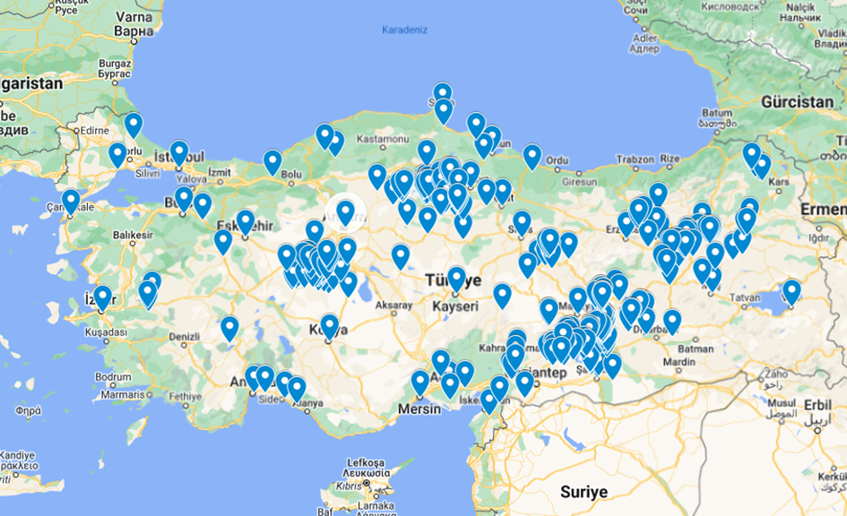 CANBEG'LERİN YAŞADIĞI ŞEHİRLER HARİTASI
